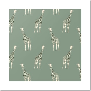 Sage Green Giraffes Posters and Art